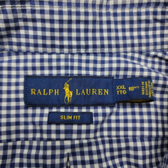 Ralph Lauren Gingham Navy Slim Fit Button Down - Picture 5 of 7